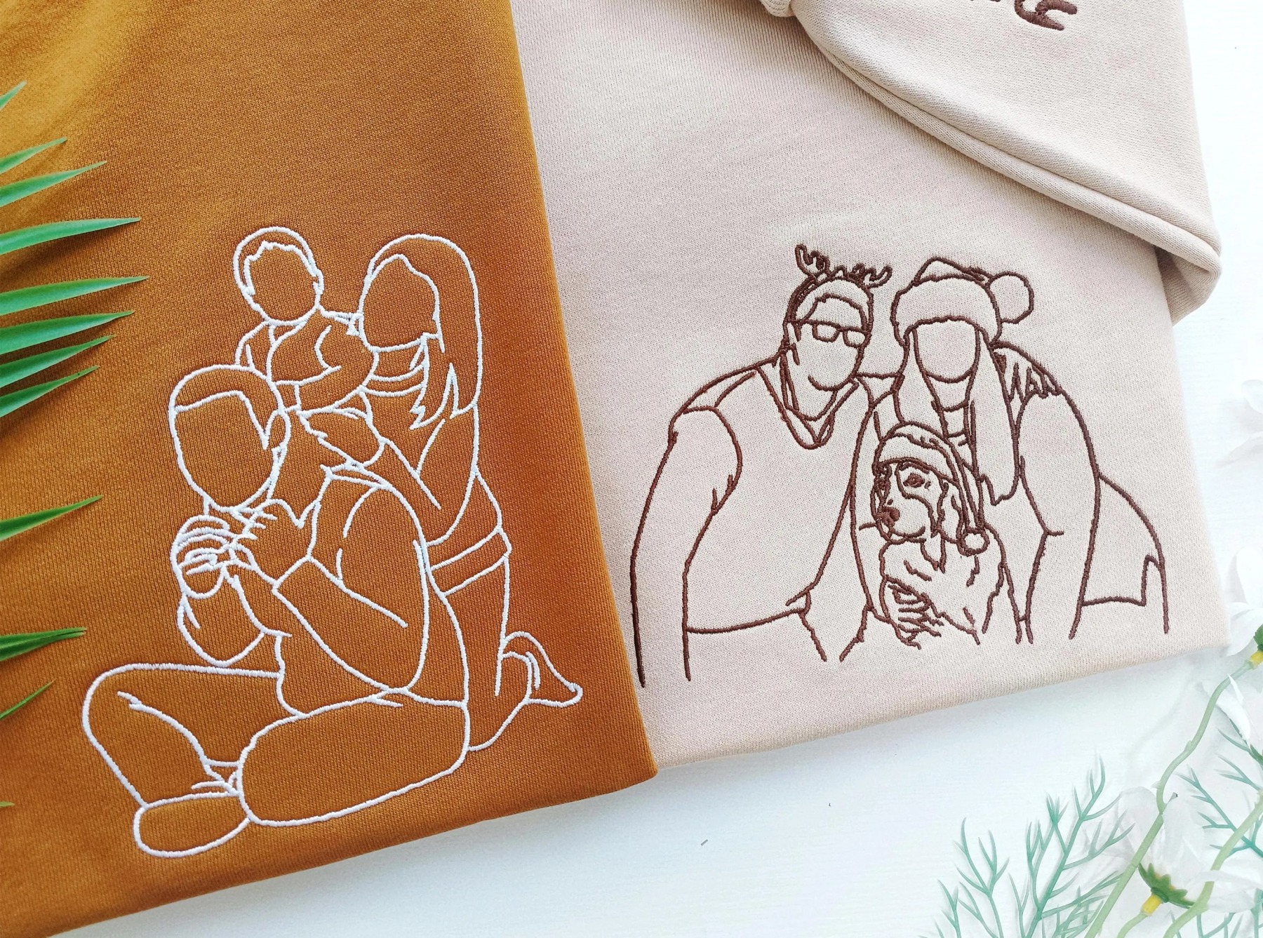 Forlovever Custom Christmas Photo Silhouette Embroidered T-Shirt Sweatshirt Hoodie