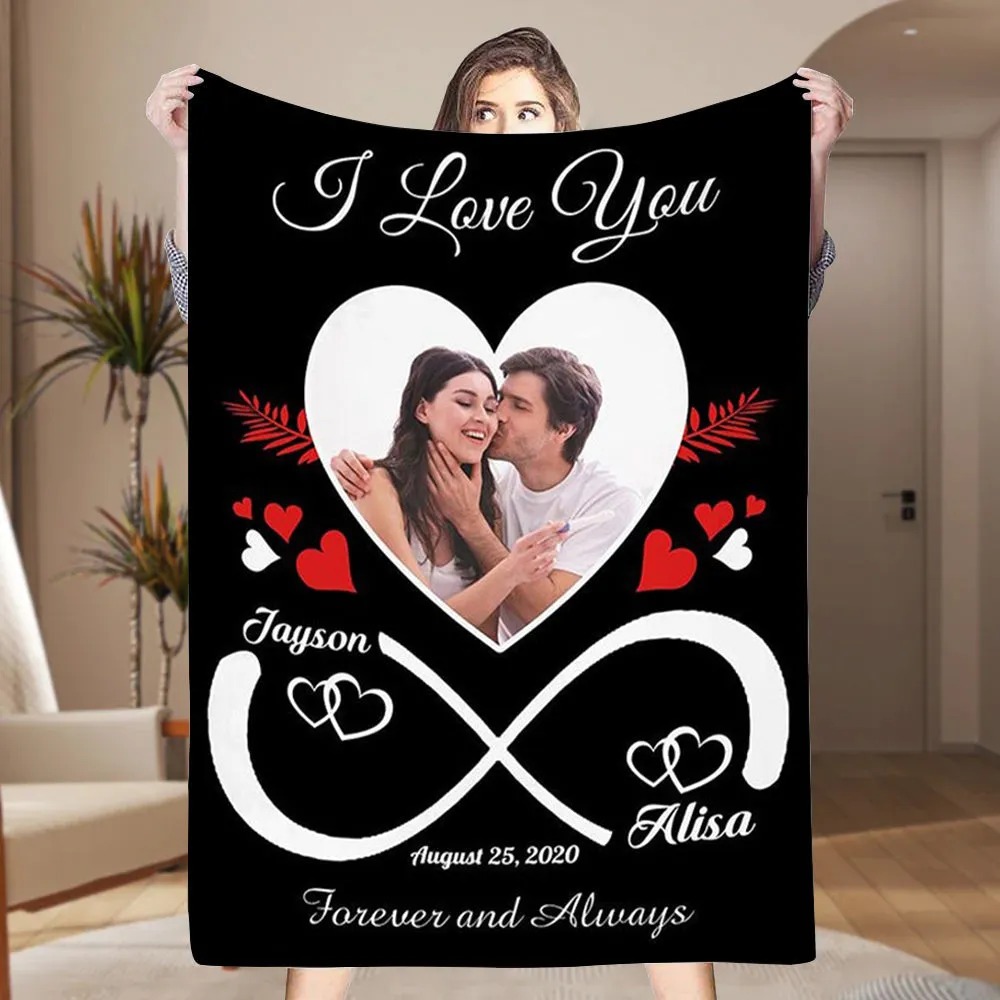 Custom Photo Infinity Blankets Couple Gift for Him/Her