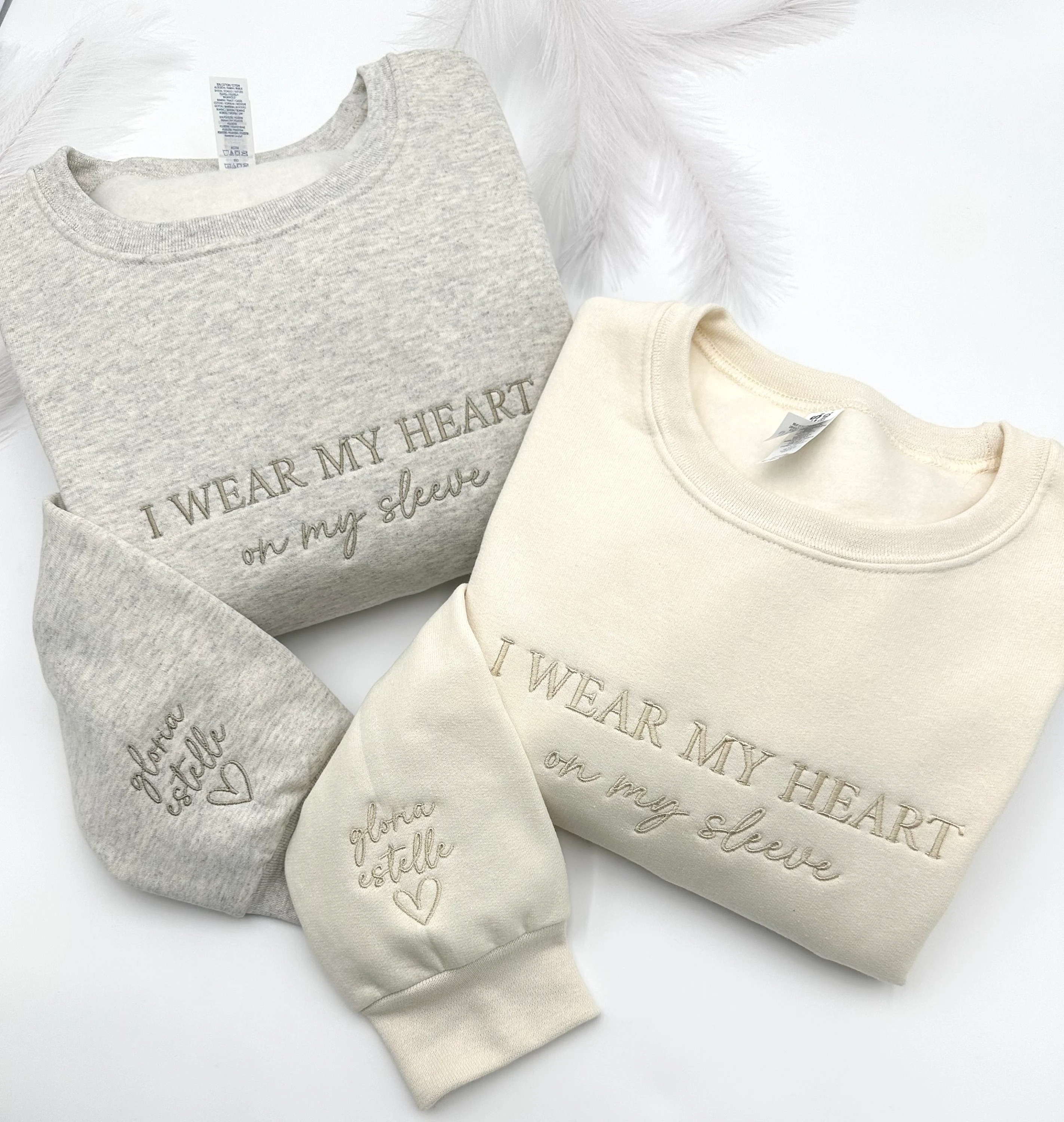 Custom Embroidered 'I Wear My Heart on Sleeve' Sweatshirt