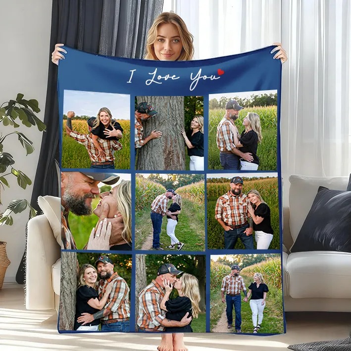Custom Photo Blanket Couple Gift for Him/Her