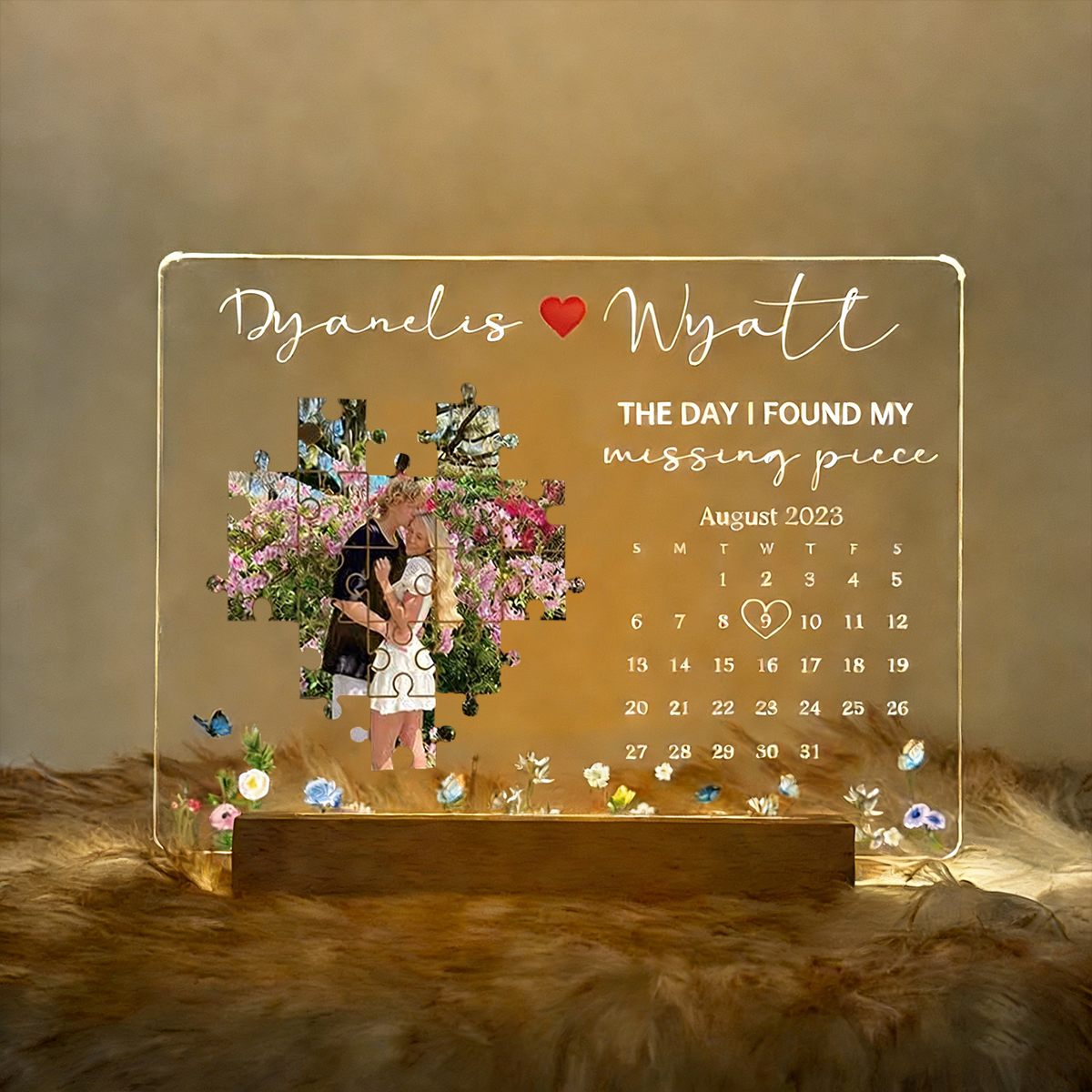The Day I Found My Missing Piece Light Frame Personalized Gift