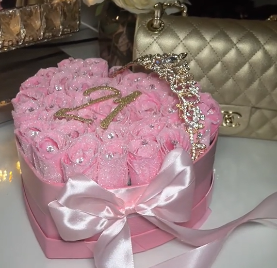 Personalized Glitter Roses Box With Initial