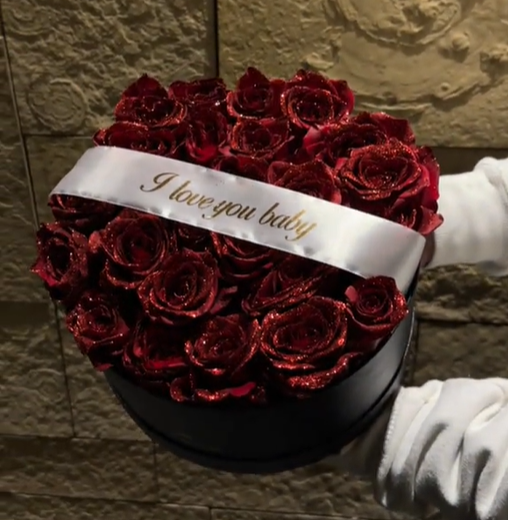 Personalized Glitter Roses Box With Initial