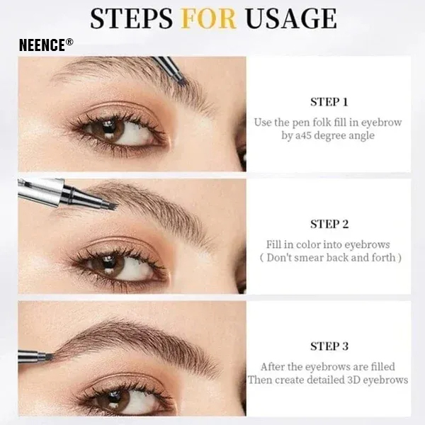 🔥2025 Hot Sale🔥3D Waterproof Microblading Eyebrow Pen 4 Fork Tip Tattoo Pencil