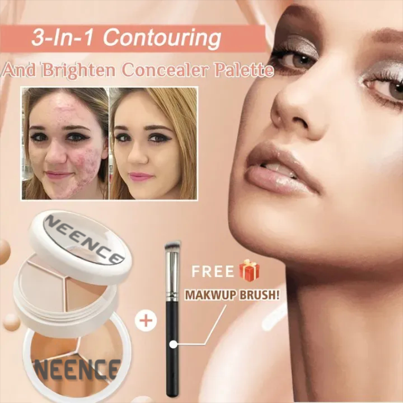 🎁Buy 1 Get 1 Free🎁 NEENCE® 3-In-1 Contouring And Brighten Concealer Palette（Free Brush）