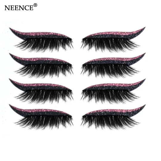NEENCE® 8 Colors Reusable Eyeliner and Eyelash Stickers with Glitter