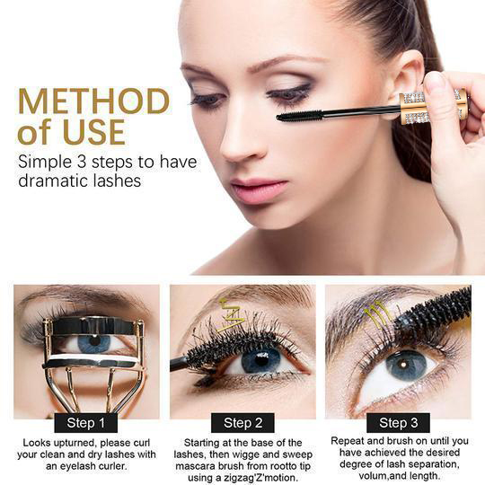 4D Flash Diamond Waterproof Silk Fiber Thick Lengthening Mascara