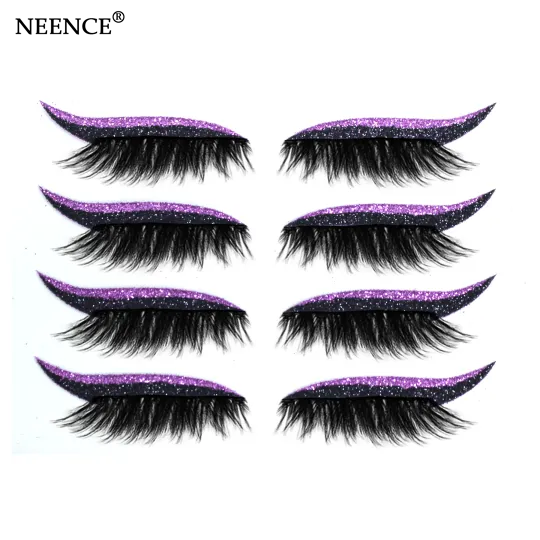 NEENCE® 8 Colors Reusable Eyeliner and Eyelash Stickers with Glitter