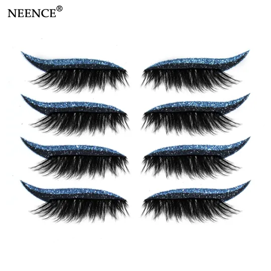 NEENCE® 8 Colors Reusable Eyeliner and Eyelash Stickers with Glitter