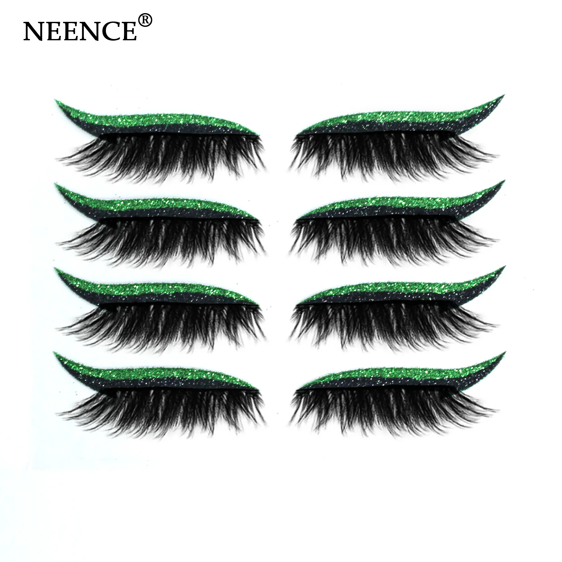 NEENCE® 8 Colors Reusable Eyeliner and Eyelash Stickers with Glitter