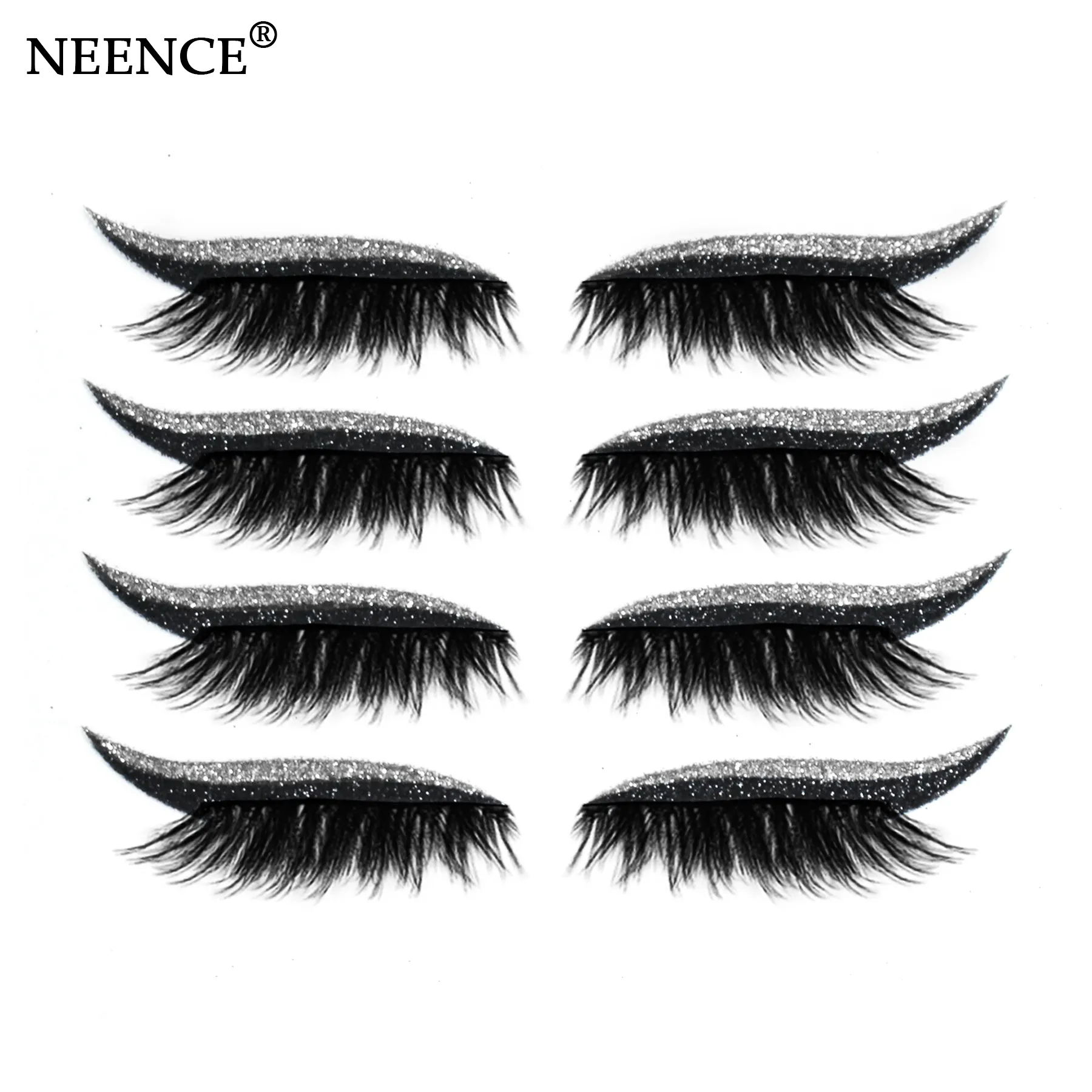 NEENCE® 8 Colors Reusable Eyeliner and Eyelash Stickers with Glitter