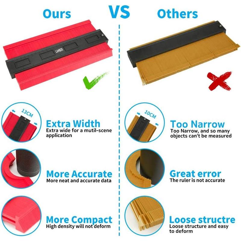 Product Introduction of Contour Gauge 10 Inch, Widen Plastic Profile Gauge Duplicator, Precisely Copy Irregular Shapes  Template Measuring Tool for  Fit and Easy  (10 Inch Widen-Red) 7