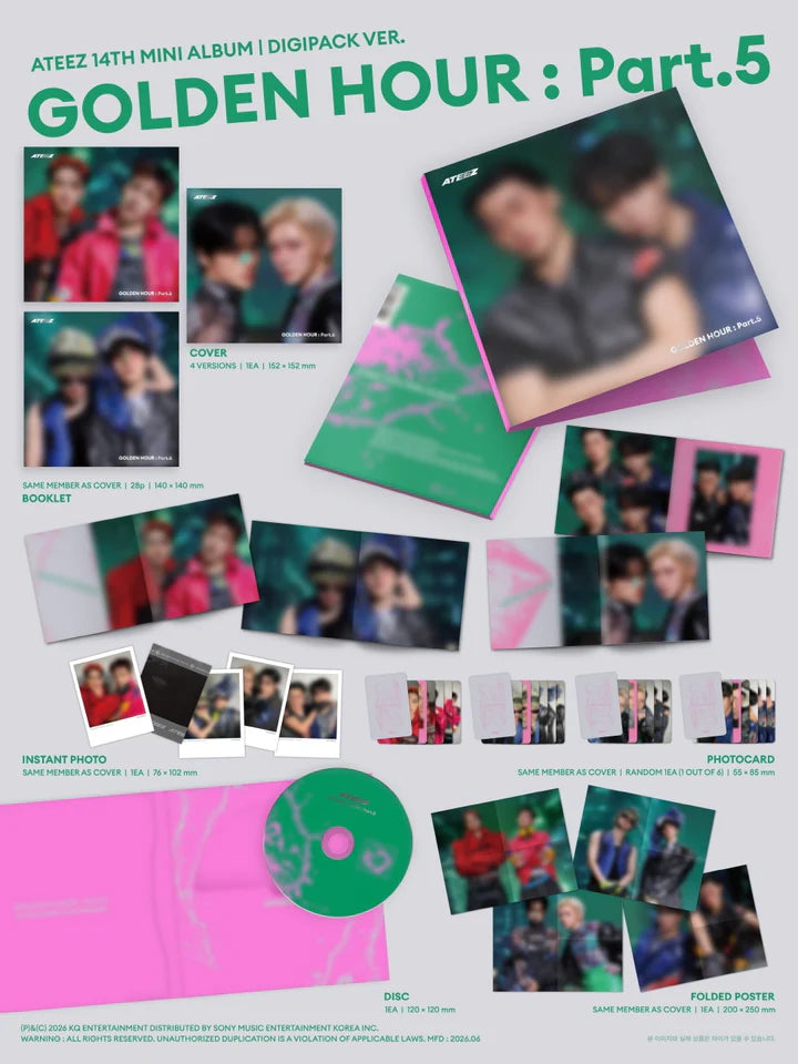 ATEEZ - GOLDEN HOUR  Part.5 (14th MINI ALBUM) (DIGIPACK UNIT Version) Infographic