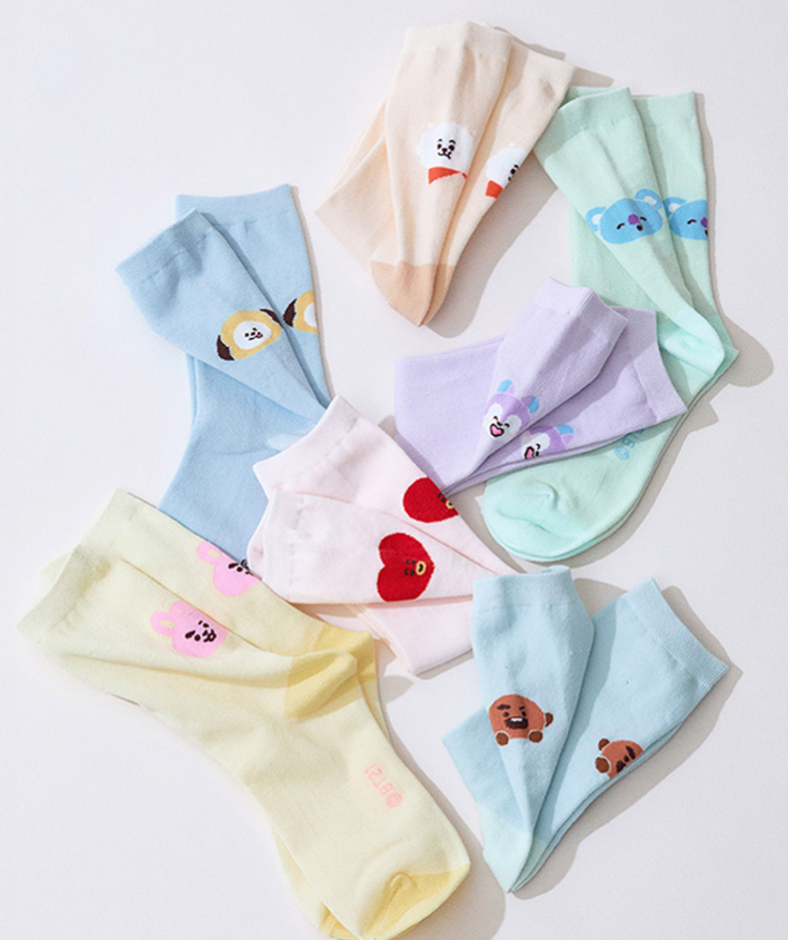 ** BT21 - Basic Jacquard Face Socks-FinaKpop