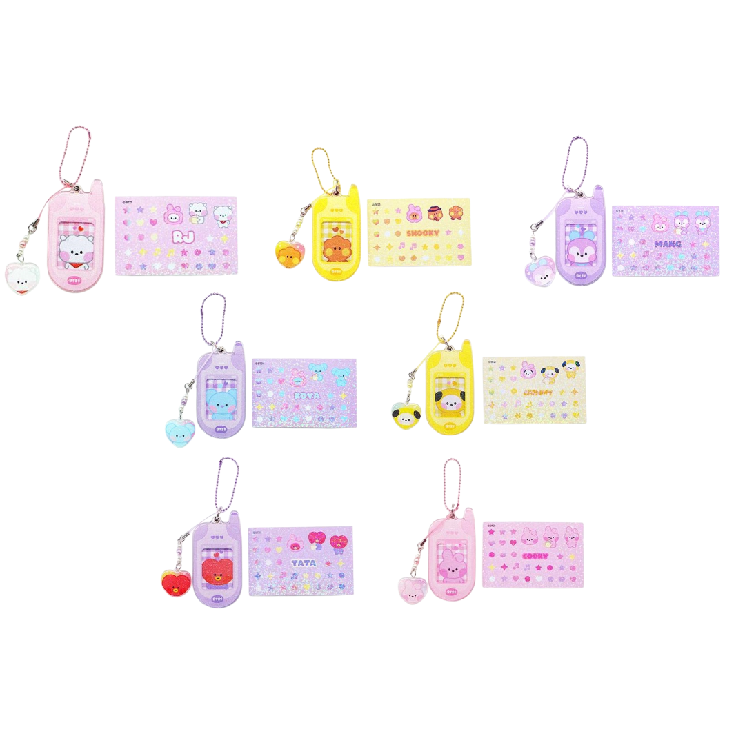 BT21 - Minini Retro Phone Keyring (Choose Member)-FinaKpop