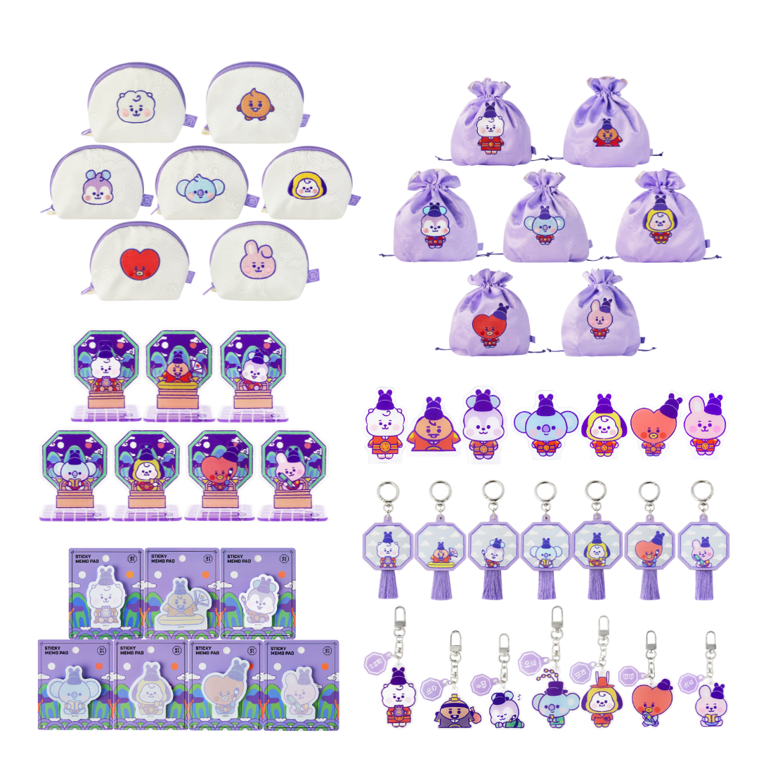 BT21 - K-Edition Official MD (Note Pads, Acrylic Stand, Mirror Stand, Mini Pouch, Good Luck Pouch)-FinaKpop 