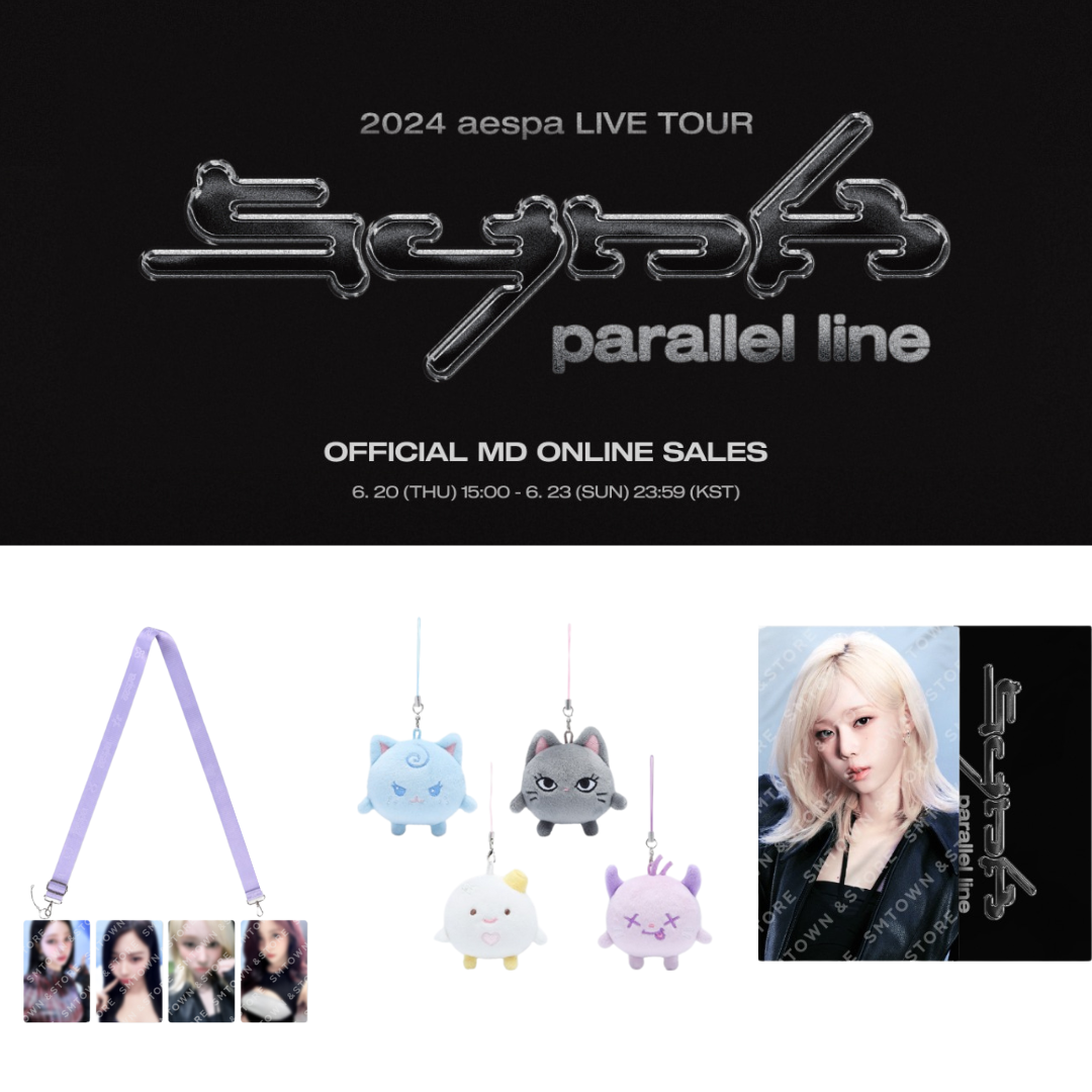 Aespa - 2024 Aespa Live Tour "Synk : Parallel Line" Official MD (KeyRing, Slogan, Postcard Set, Mini Pouch)-FinaKpop 