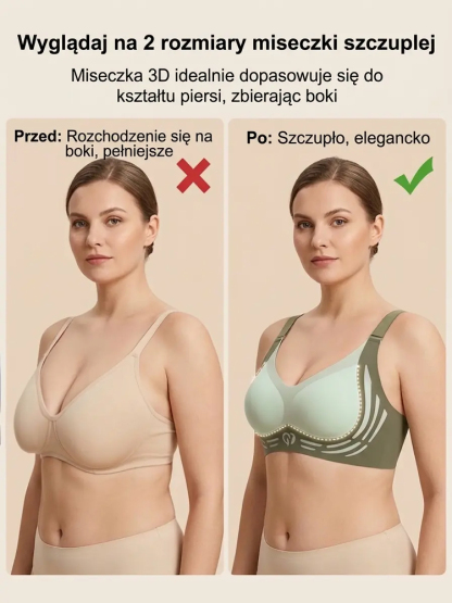✨Biustonosz 3D [-10 kg] : -2 rozmiary, Antygrawitacyjny, Bez fiszbin & Niewidoczny