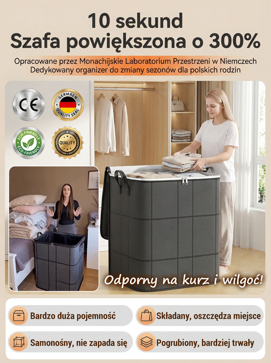 Kwadratowa Torba do Szafy - 99% Oszczędności Miejsca | Wodoodporna & Pyłoszczelna