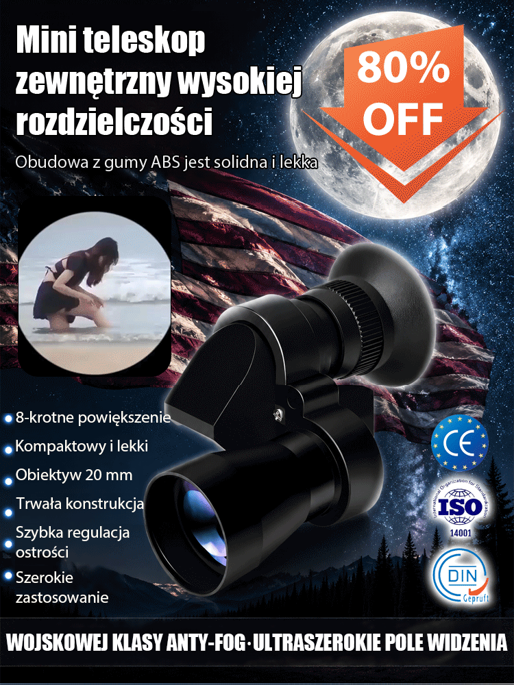 Profesjonalny Mini Monokular HD z Pryzmatem BAK4