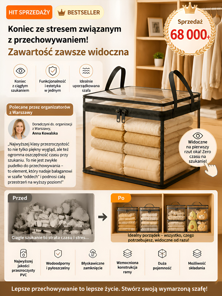【Bardzo duża pojemność】Przezroczysta torba do przechowywania