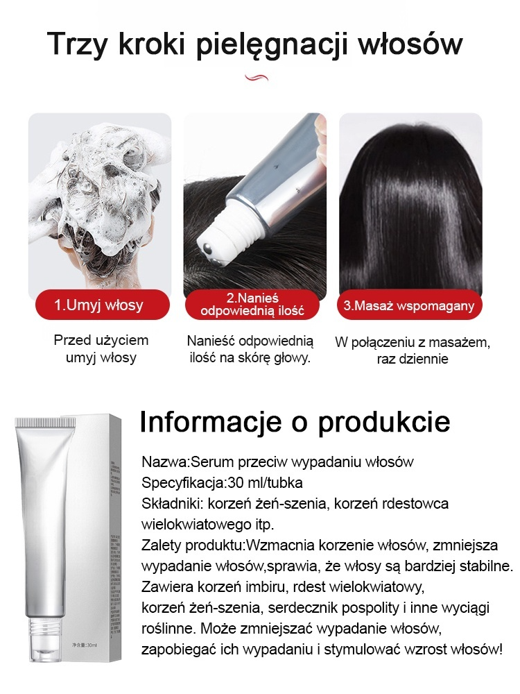Serum w kulce wzmacniające cebulki włosów, zapobiegające wypadaniu i wspomagające porost włosów.