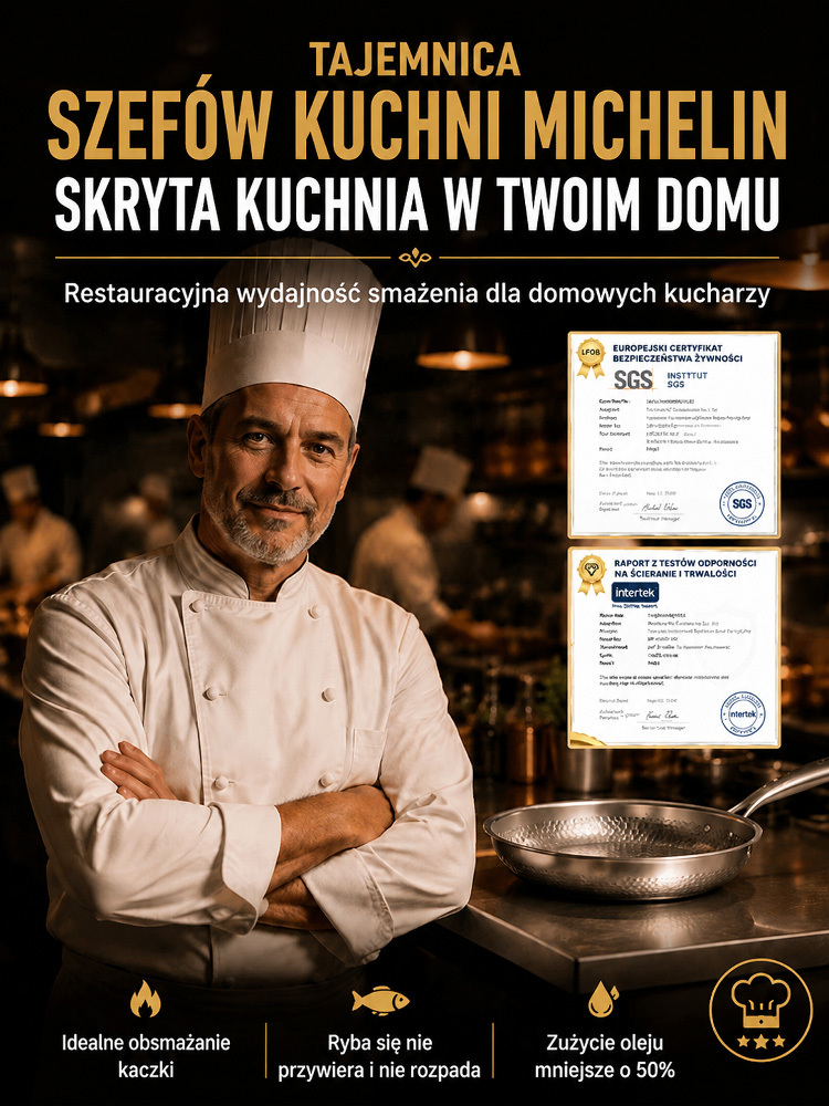 👍Premium Kuta Patelnia ze Stali Nierdzewnej | Bez Chemicznych Powłok i Nieprzywierająca | Odporna na Zarysowania