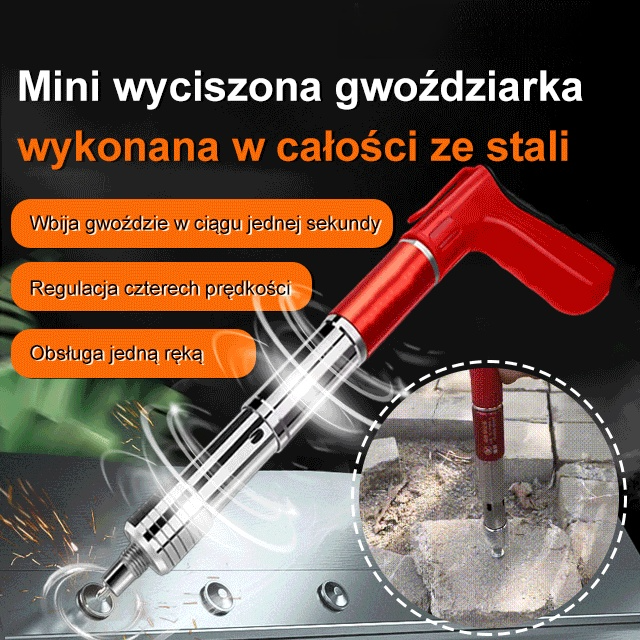 ⚙️🔩Miniaturowa, cicha gwoździarka wykonana w całości ze stali z łatwością przebija beton, stal i płyty żelazne jednym strzałem, zwiększając wydajność 10-krotnie