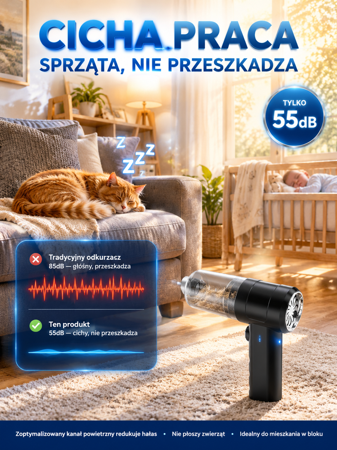 Bezprzewodowy Odkurzacz Samochodowy 4w1 z Turbodmuchem – Zestaw Wielofunkcyjny