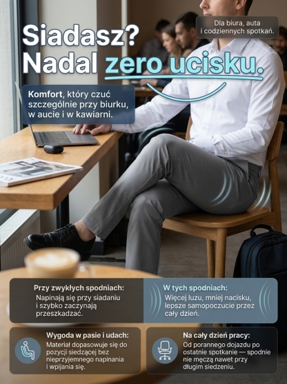 Lekkie i elastyczne męskie spodnie garniturowe z tencelu.