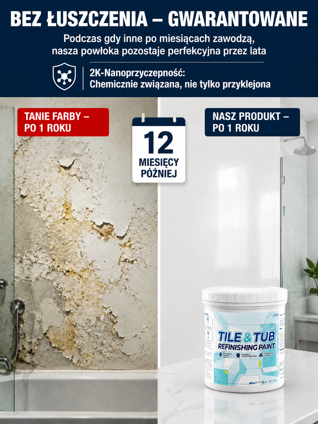 Ekstremalnie Trwała Farba do Malowania Glazury - Zero Odprysków (Wałek w Zestawie)