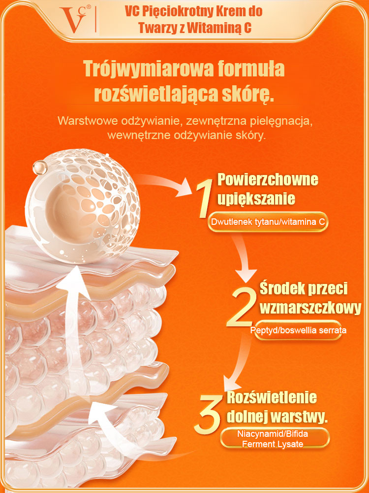 Pięciowarstwowy podkład witaminowy C krem do twarzy bez makijażu.