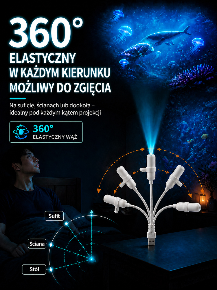 ✨Magiczny Mini Projektor LED USB 15w1 - Oceaniczny Klimat i Gwiazdy W Twoim Domu