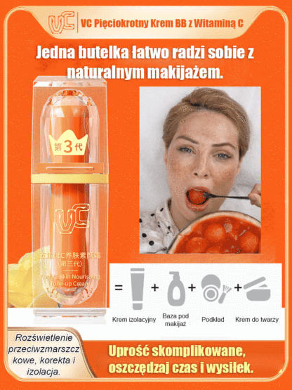 Pięciowarstwowy podkład witaminowy C krem do twarzy bez makijażu.