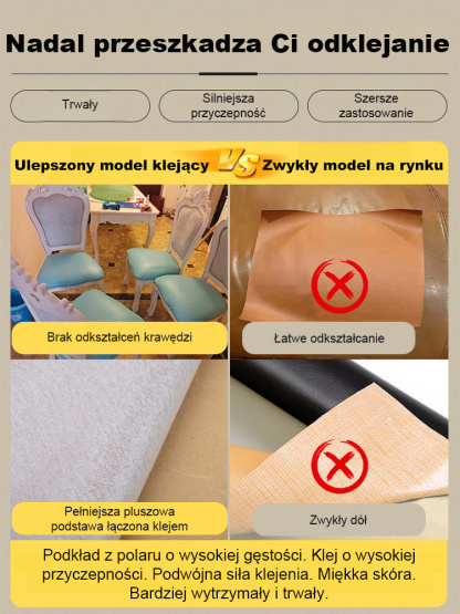Samoprzylepna łatka naprawcza do skóry: renowacja sof, foteli i oparć