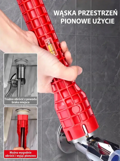 Wielofunkcyjny klucz do zlewu 8 w 1, stworzony, aby z łatwością dostać się w ciasne przestrzenie!