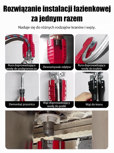 Wielofunkcyjny klucz do zlewu 8 w 1, stworzony, aby z łatwością dostać się w ciasne przestrzenie!