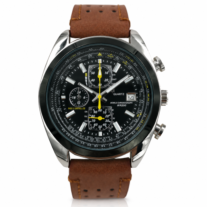 Solarny Zegarek Lotniczy Premium | Chronograf 6-wskazówkowy | Wodoszczelność 200m | Świecący, Antymagnetyczny i Wytrzymały (Męski)