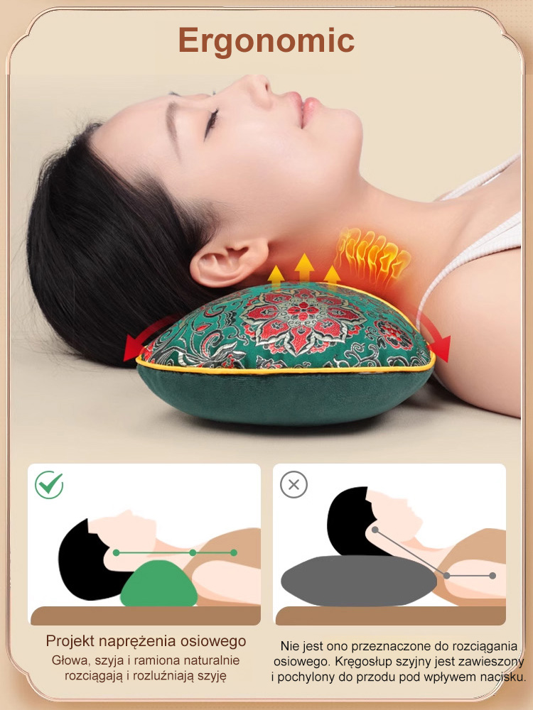 【Poduszka w kształcie kości z nagrzewaniem elektrycznym z piołunem】dla ochrony kręgosłupa szyjnego i