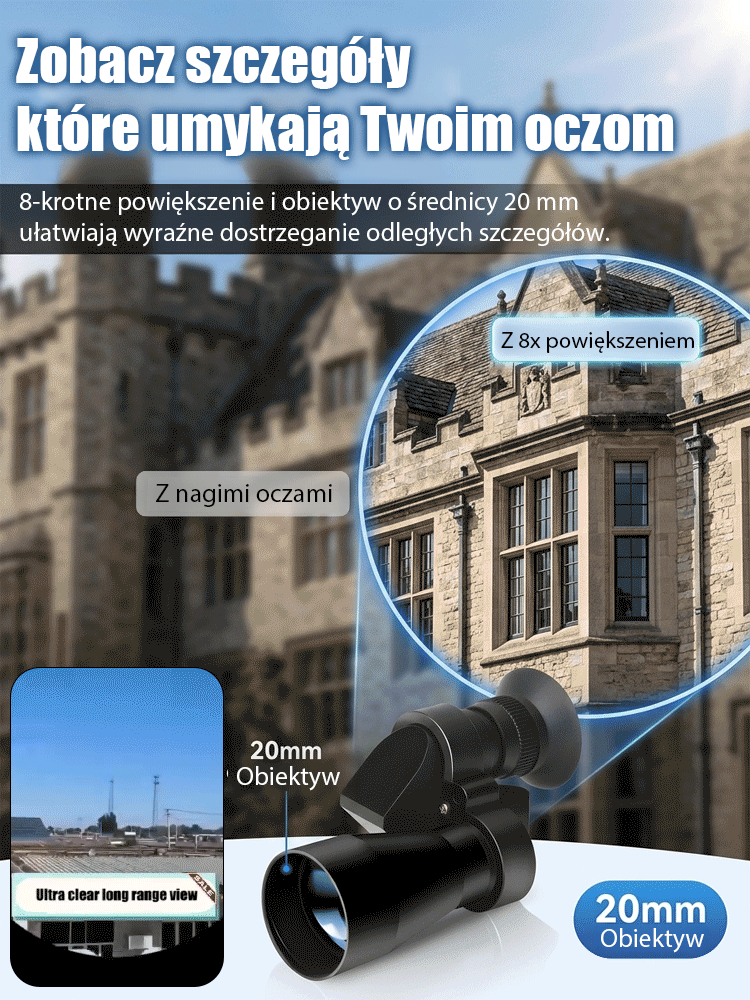 Profesjonalny Mini Monokular HD z Pryzmatem BAK4