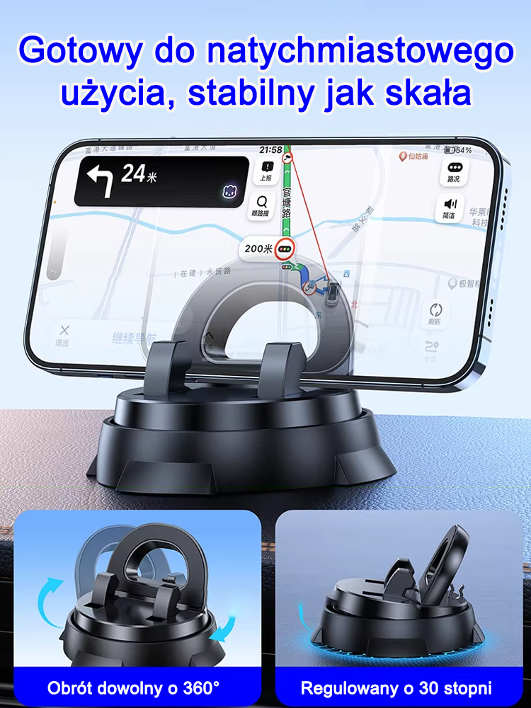 Inteligentna konsola wielofunkcyjna z przyssawką i uchwytem na telefon nawigacyjny