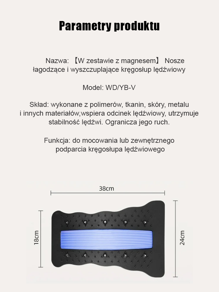 Orteza lędźwiowa z magnesem na ból pleców i modelowanie sylwetki