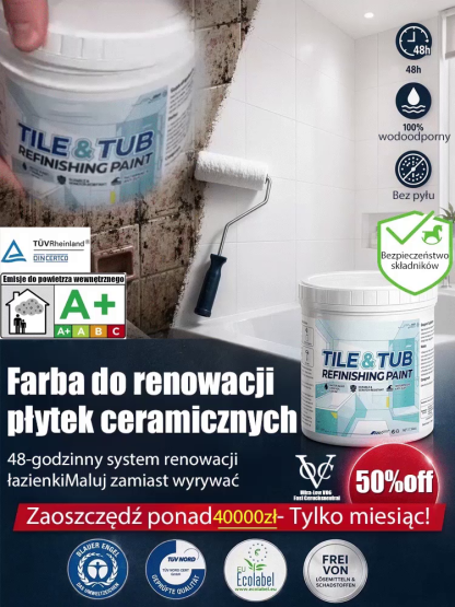 Ekstremalnie Trwała Farba do Malowania Glazury - Zero Odprysków (Wałek w Zestawie)
