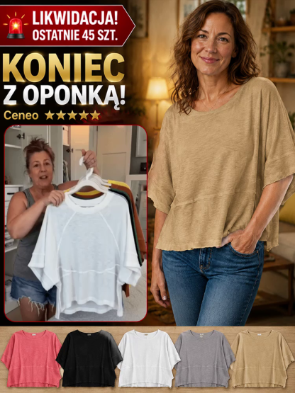 🌟Luźna Letnia Bluzka z Rękawami Nietoperza - Optycznie Wyszczuplająca Bluzka Maskująca Brzuszek (Wyprzedaż -50% | Płatność Przy Odbiorze)