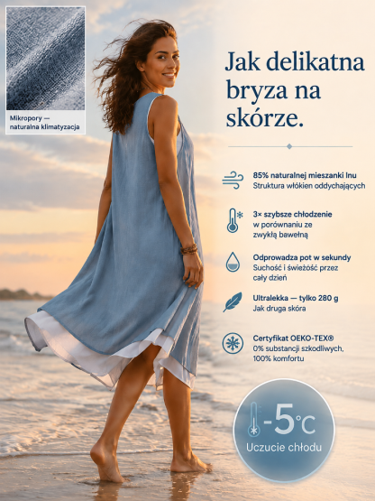 ✨Luźna Lniana Sukienka Bez Rękawów - Wyszczuplająca i Oddychająca na Lato
