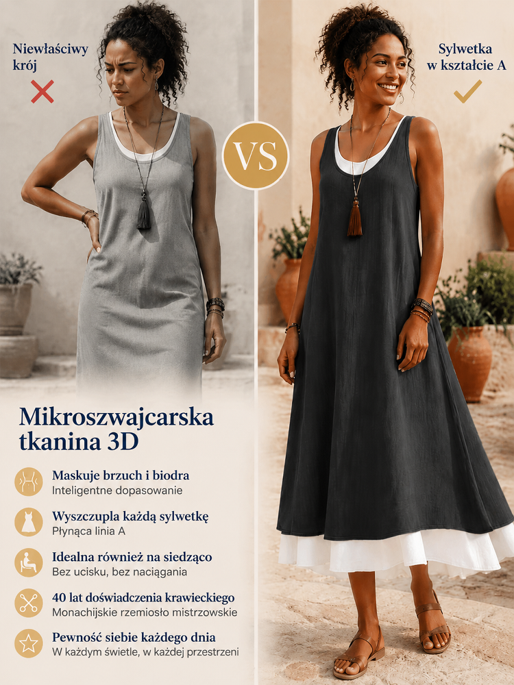 ✨Luźna Lniana Sukienka Bez Rękawów - Wyszczuplająca i Oddychająca na Lato