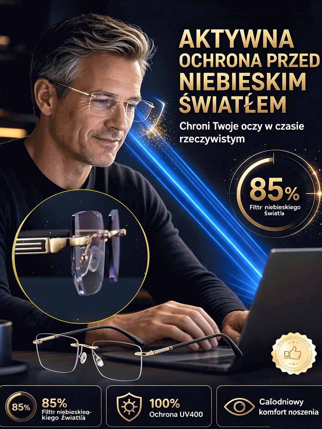 ⚡Inteligentne diamentowe okulary bez oprawek z autofokusem (1+1 GRATIS / Za pobraniem / Test za darmo)