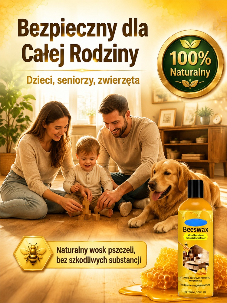 Naturalny Wosk Pszczeli do Renowacji i Polerowania Drewna 3w1:Nabłyszcza, Naprawia i Chroni przed Wilgocią