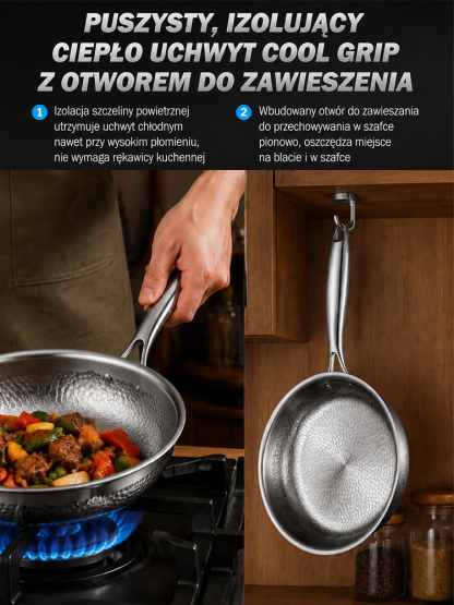 👍Premium Kuta Patelnia ze Stali Nierdzewnej | Bez Chemicznych Powłok i Nieprzywierająca | Odporna na Zarysowania