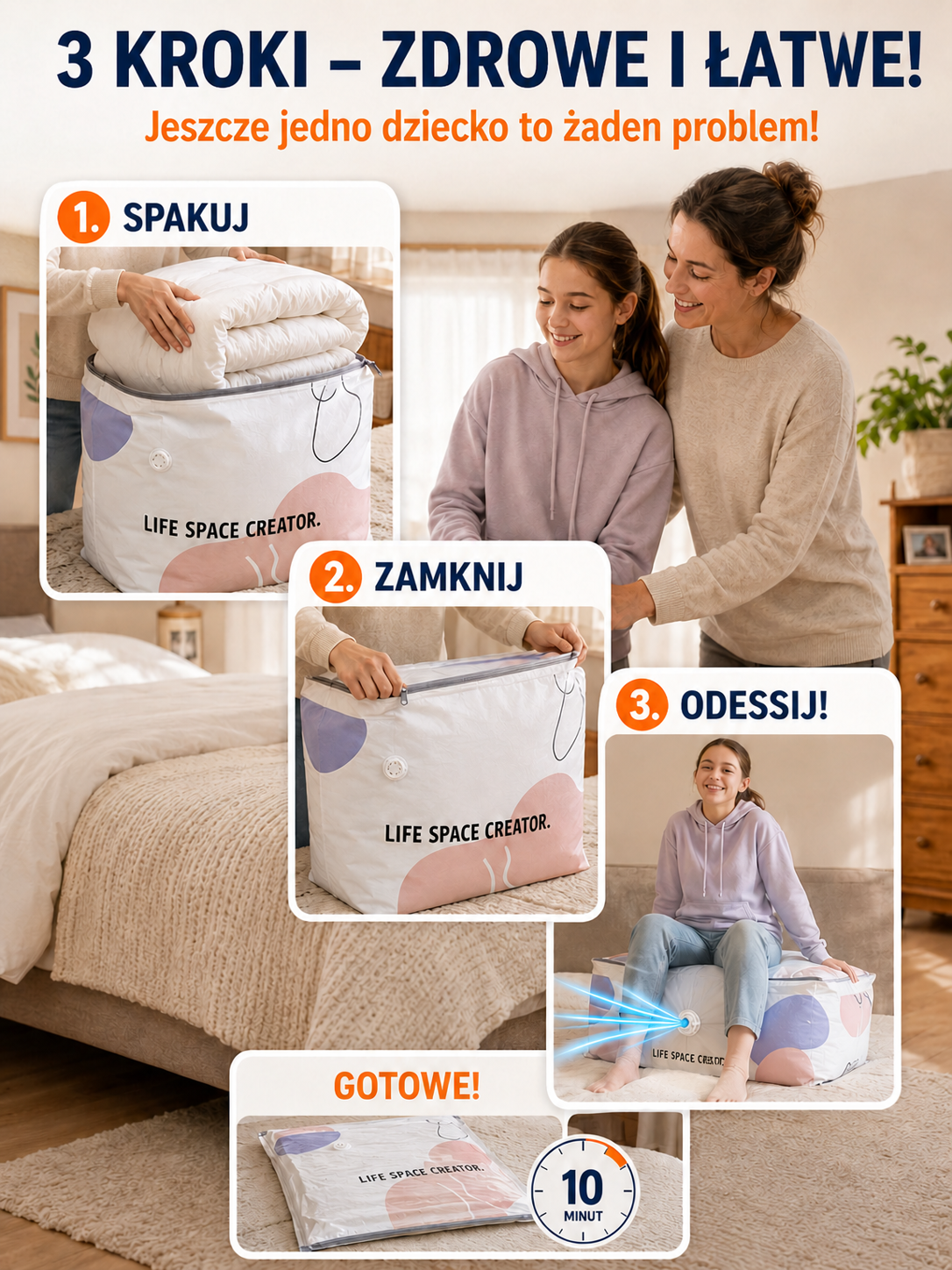 [Kup 1 Dostaniesz 1] Magiczny Worek Próżniowy Bez Pompki - Kompresja w 3 Sekundy